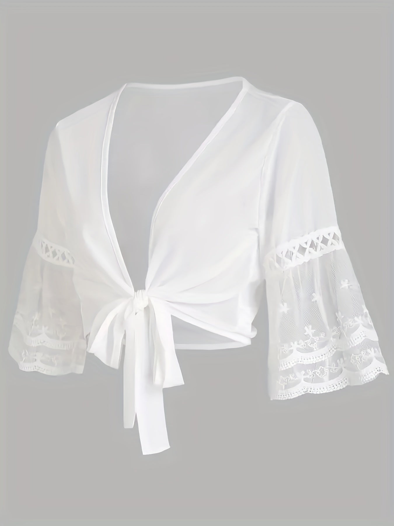 Bluse mit Knoten Trompetenärmeln für Frauen