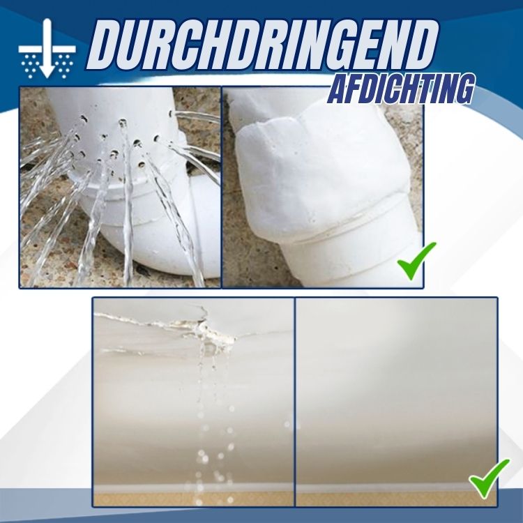 Durchdringend waterproofing demonstration showing leak repair on various plumbing connections