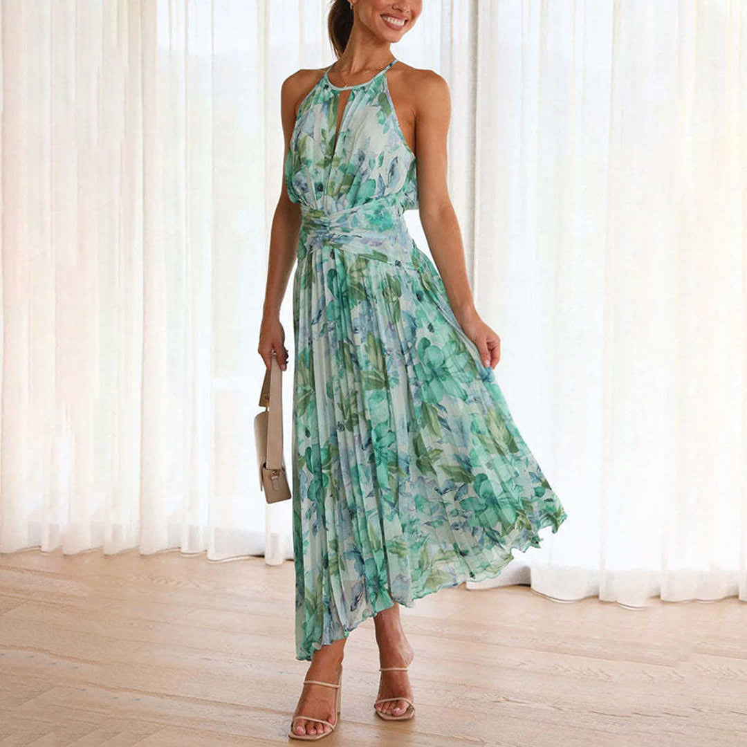 Elegantes Maxikleid Mit Blumenhals Für Frauen
