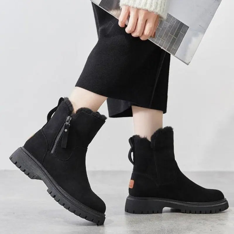 Stiefel mit Wollfutter und Reißverschluss für Frauen