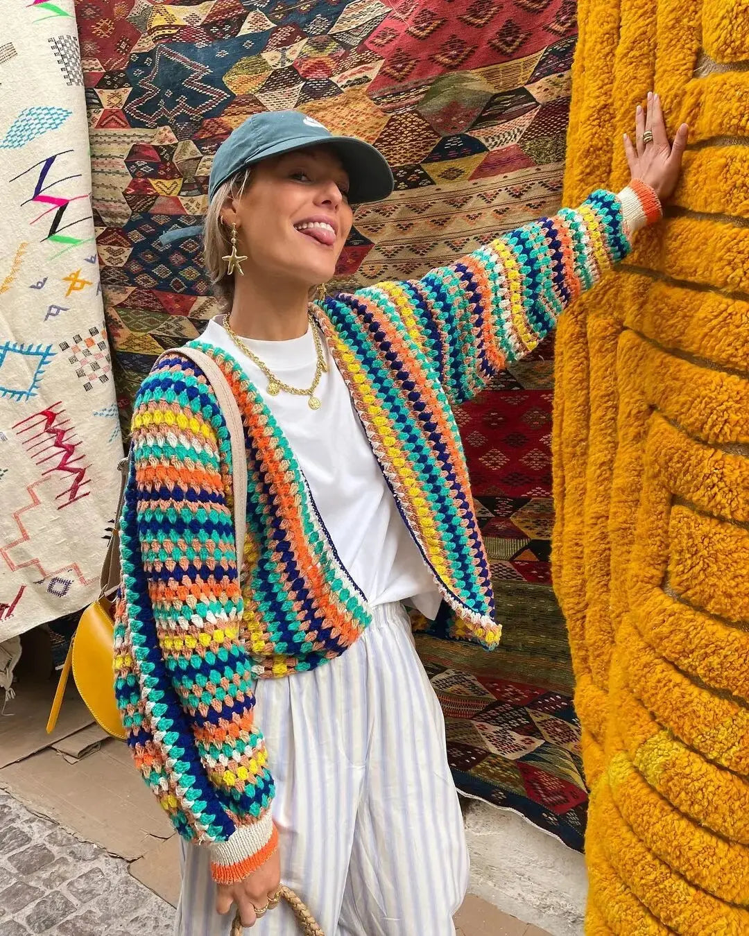 Boho-Häkel-Cardigan Für Frauen