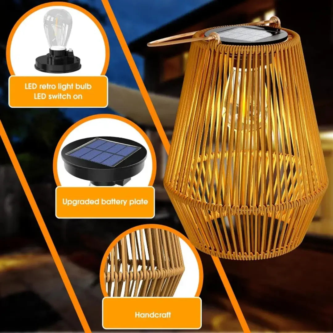 Rattan-Solarlaterne – Wasserdichtes LED-Licht für Garten & Terrasse product image 3