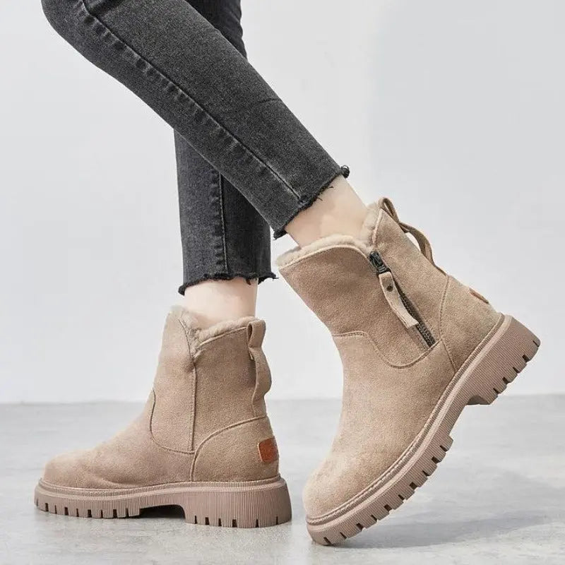 Stiefel mit Wollfutter und Reißverschluss für Frauen