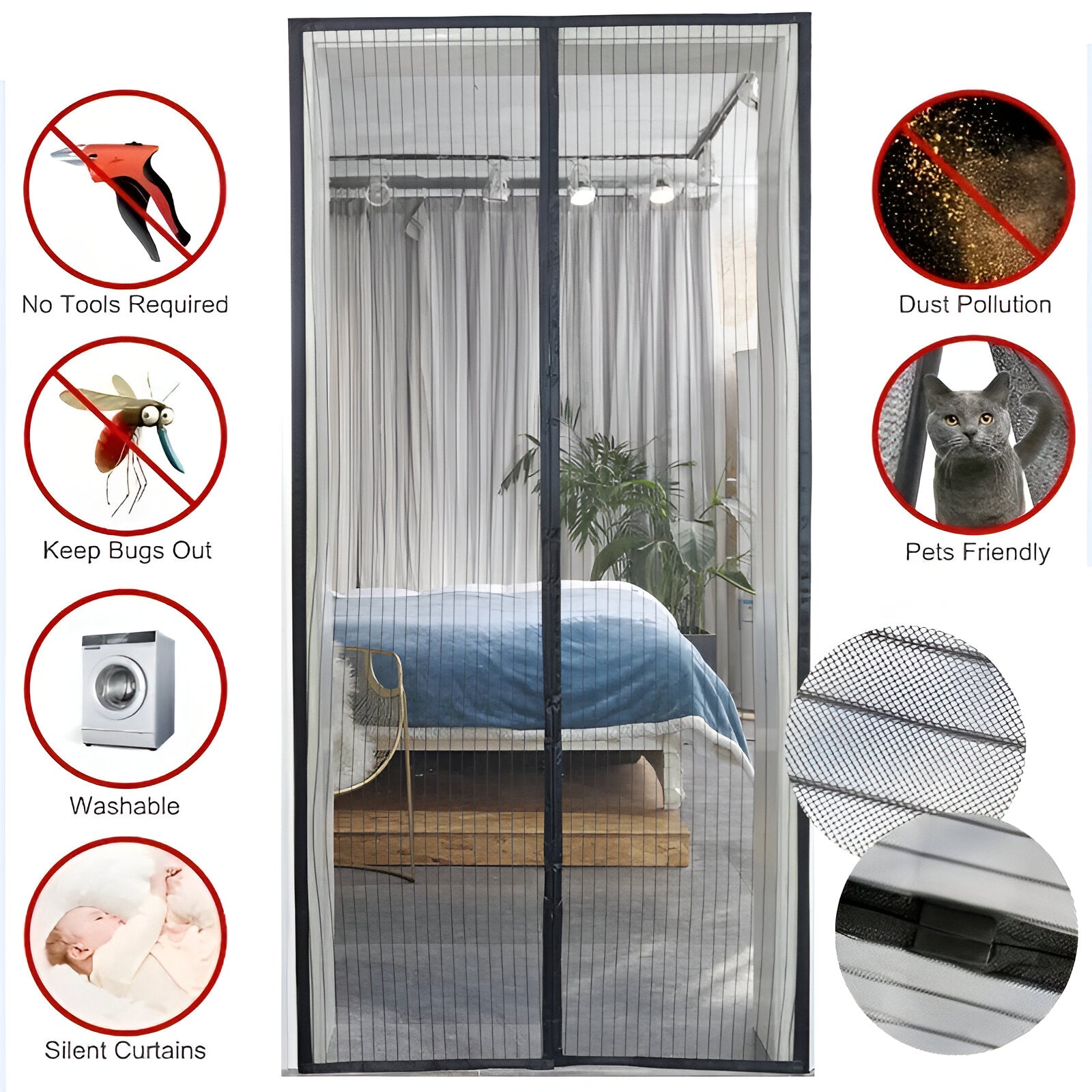 Magnet-Türnetz gegen Insekten – Schließt automatisch product image 6