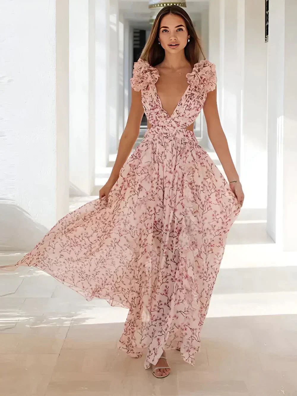 Strukturiertes Midikleid mit feinen Details für Frauen