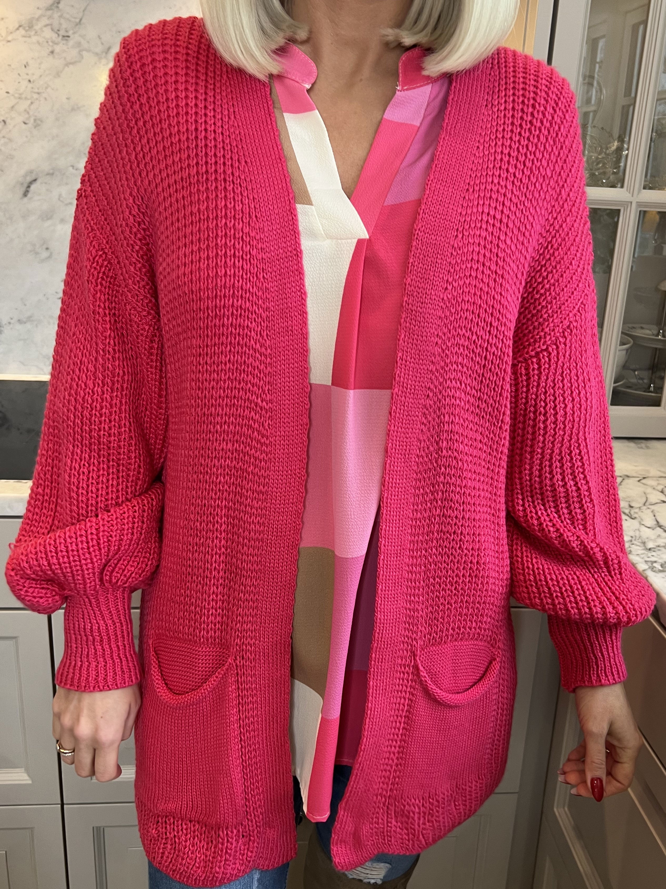 Zephyrielle | Kurzstrick-Cardigan mit Ballonärmeln