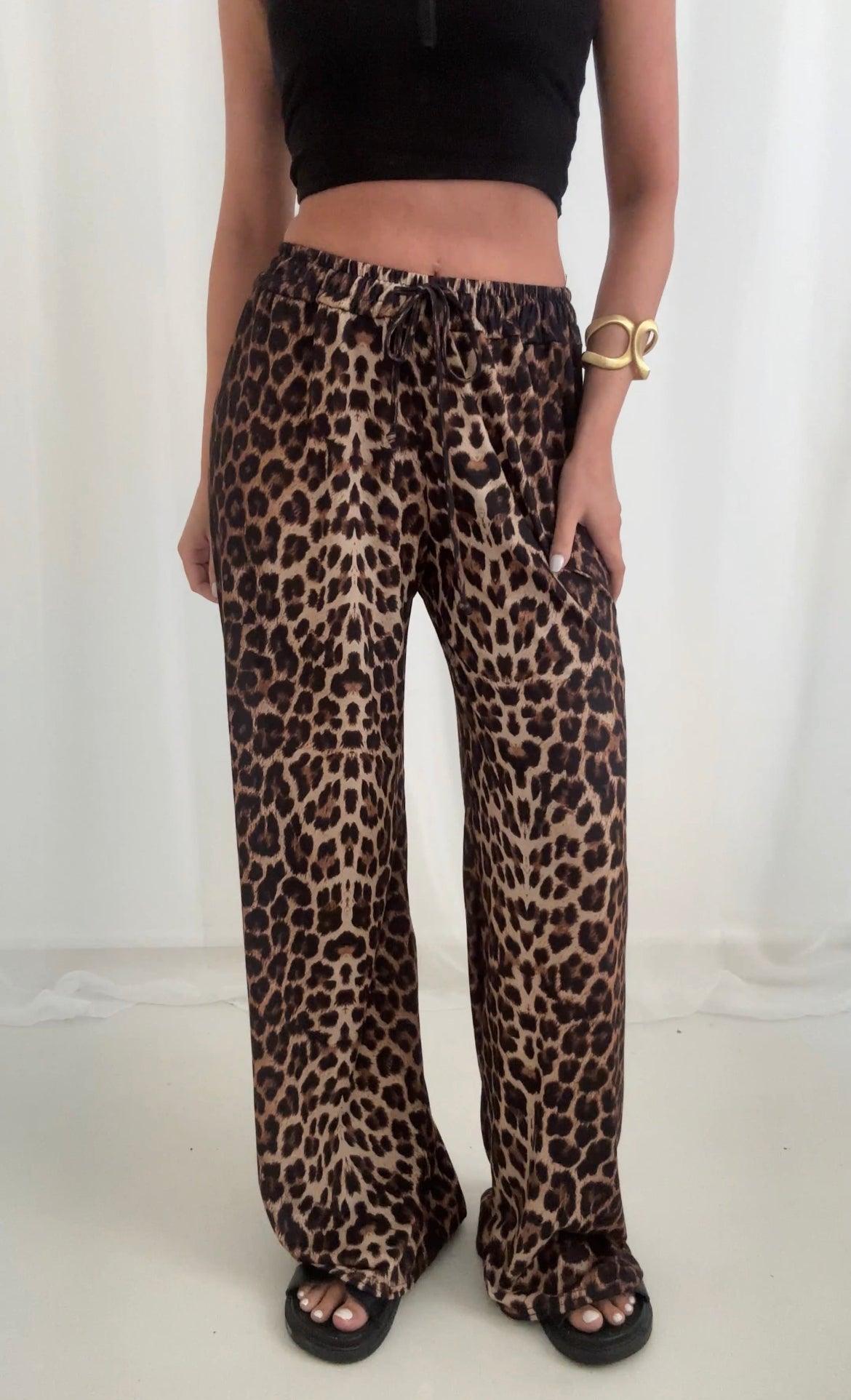 Leopardenmuster Hose mit verstellbarem Bund für Frauen