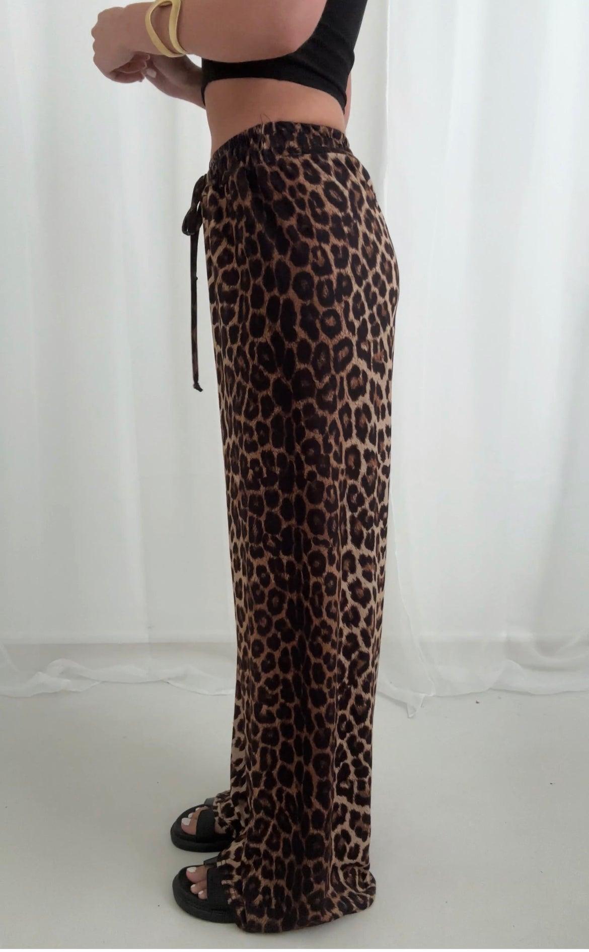 Leopardenmuster Hose mit verstellbarem Bund für Frauen