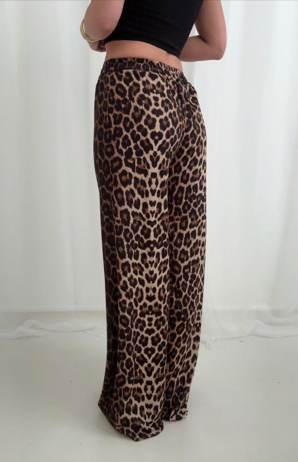 Leopardenmuster Hose mit verstellbarem Bund für Frauen