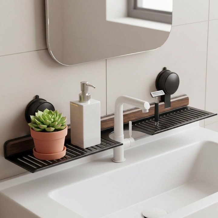 Spülbeckenregal aus Walnussholz – Ordnung ohne Bohren product image 1