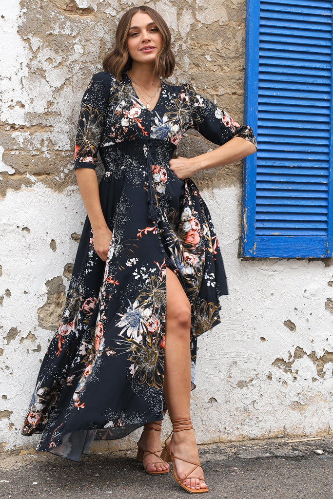Brienna | Boho Maxi Kleid mit V-Ausschnitt