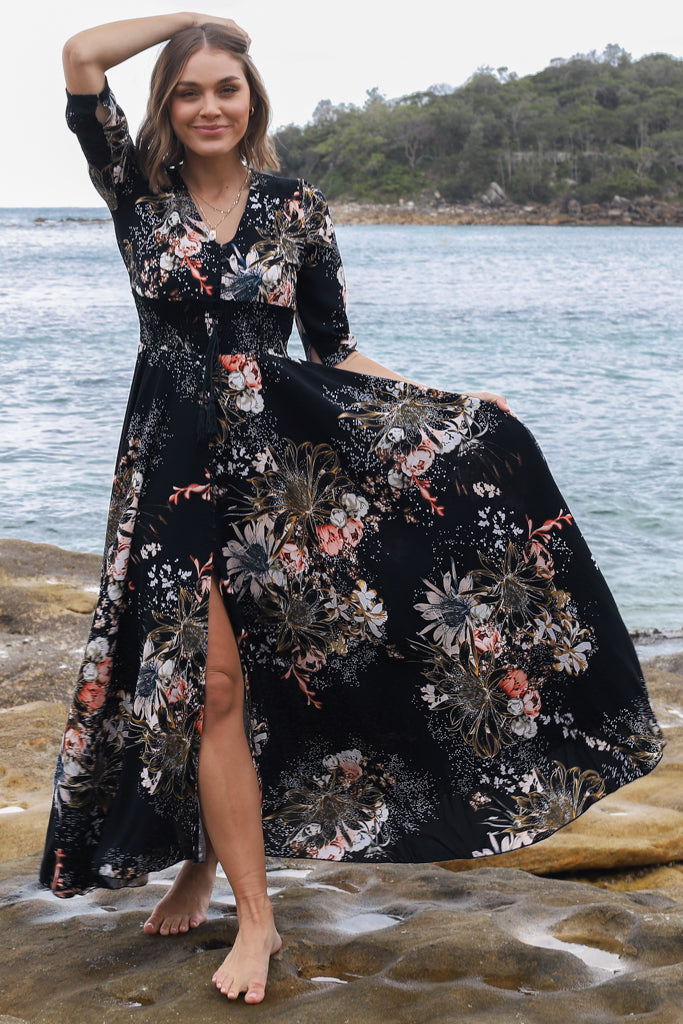 Brienna | Boho Maxi Kleid mit V-Ausschnitt