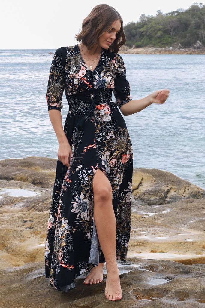 Brienna | Boho Maxi Kleid mit V-Ausschnitt