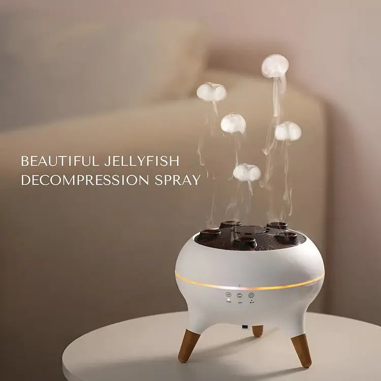 LED luftbefeuchter creating beautiful jellyfish decompression spray with floating tentacles