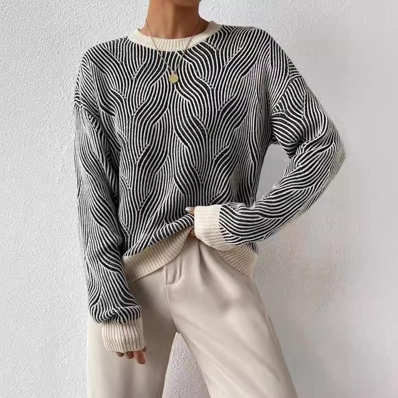 Gestrickter Pullover mit Hohem Kragen für Frauen