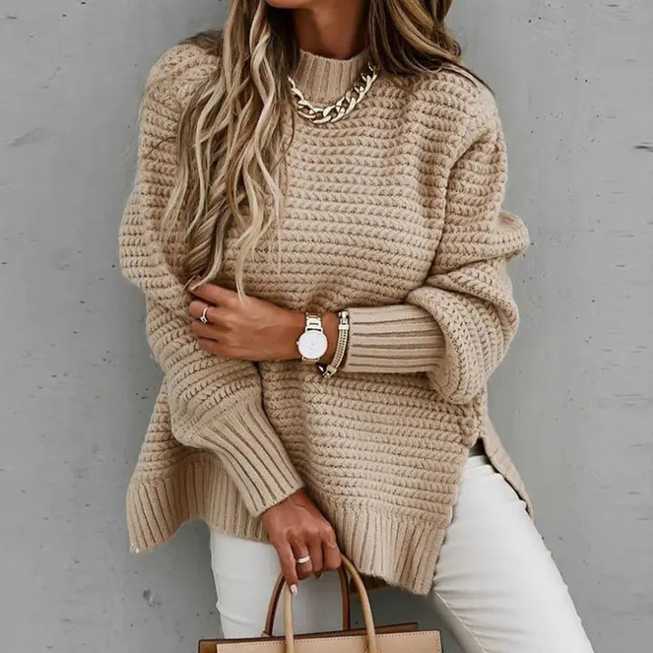 Gemütlicher Gerippter Strickpullover für Damen