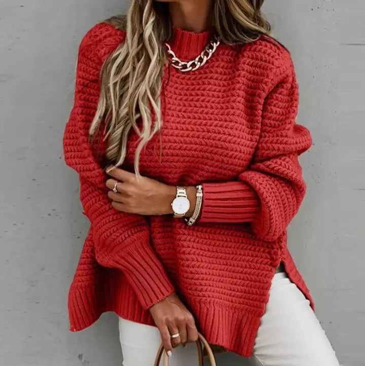 Gemütlicher Gerippter Strickpullover für Damen