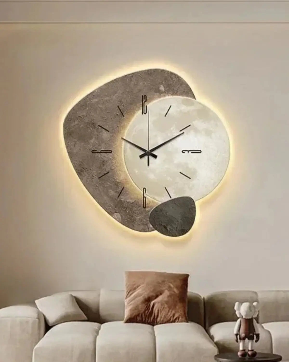Minimalistische Mond-Wanduhr – Beige & Gold, 30 cm oder 40 cm product image 8