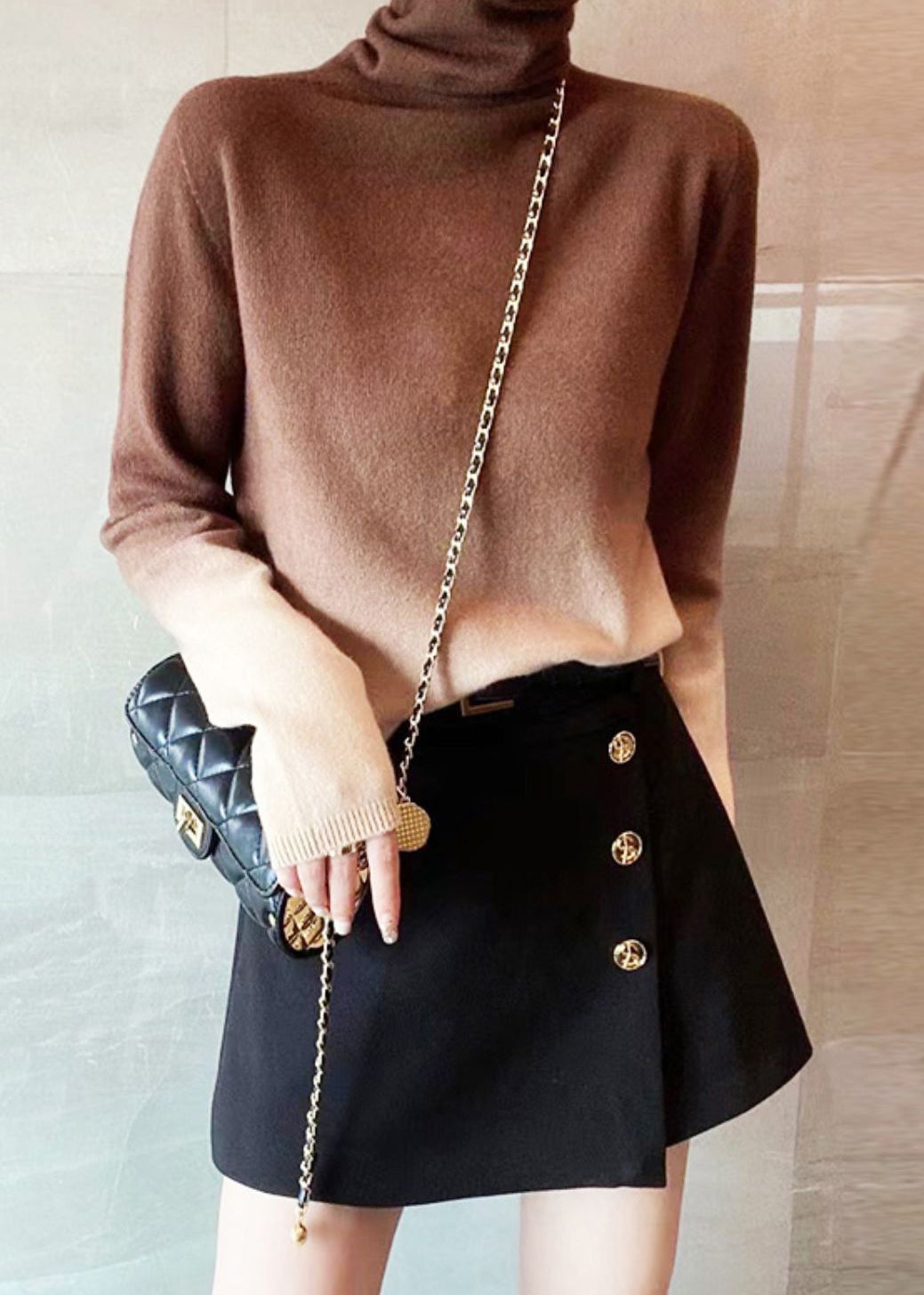 Schicker Farbverlauf-Rollkragenpullover Für Frauen