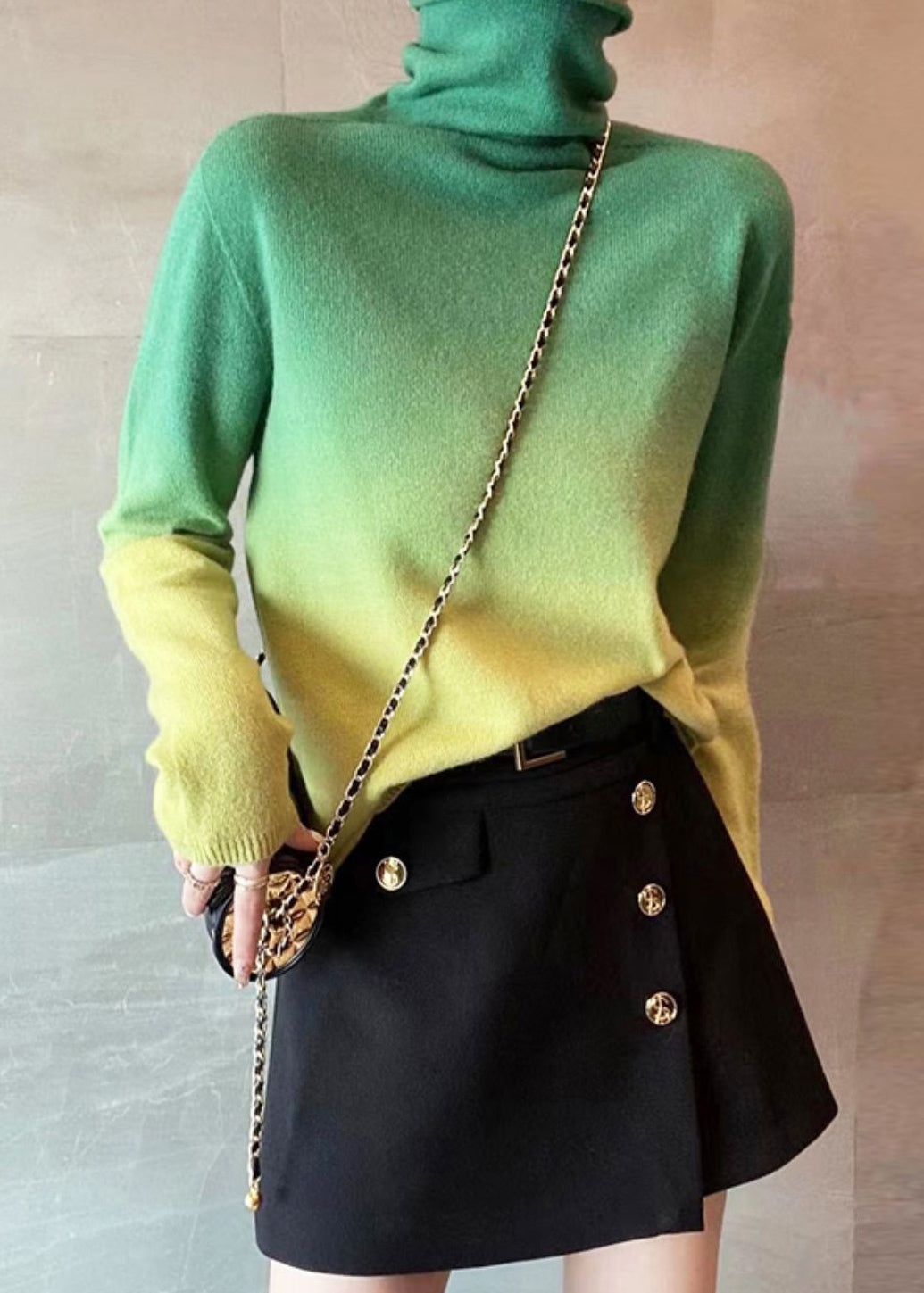 Schicker Farbverlauf-Rollkragenpullover Für Frauen