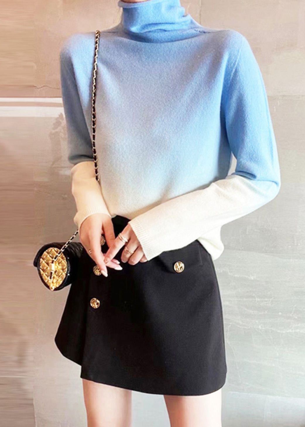 Schicker Farbverlauf-Rollkragenpullover Für Frauen