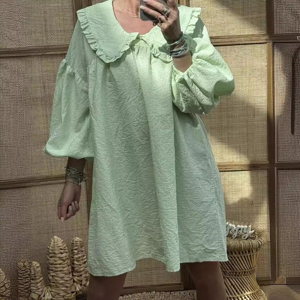 Faela | Karierte A-Linien Baumwollkleid