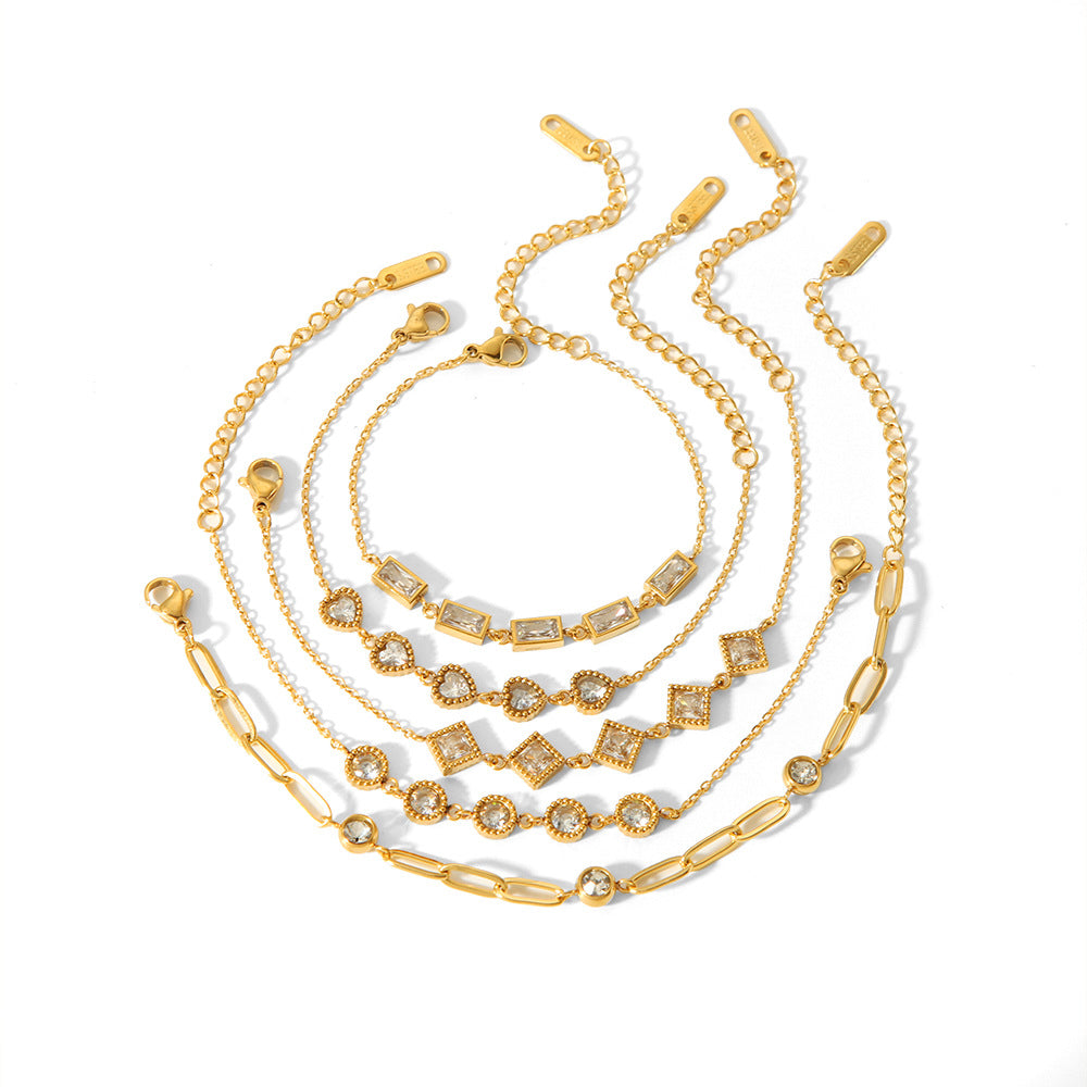 Elegantes vergoldetes Zirkon-Armband für Damen