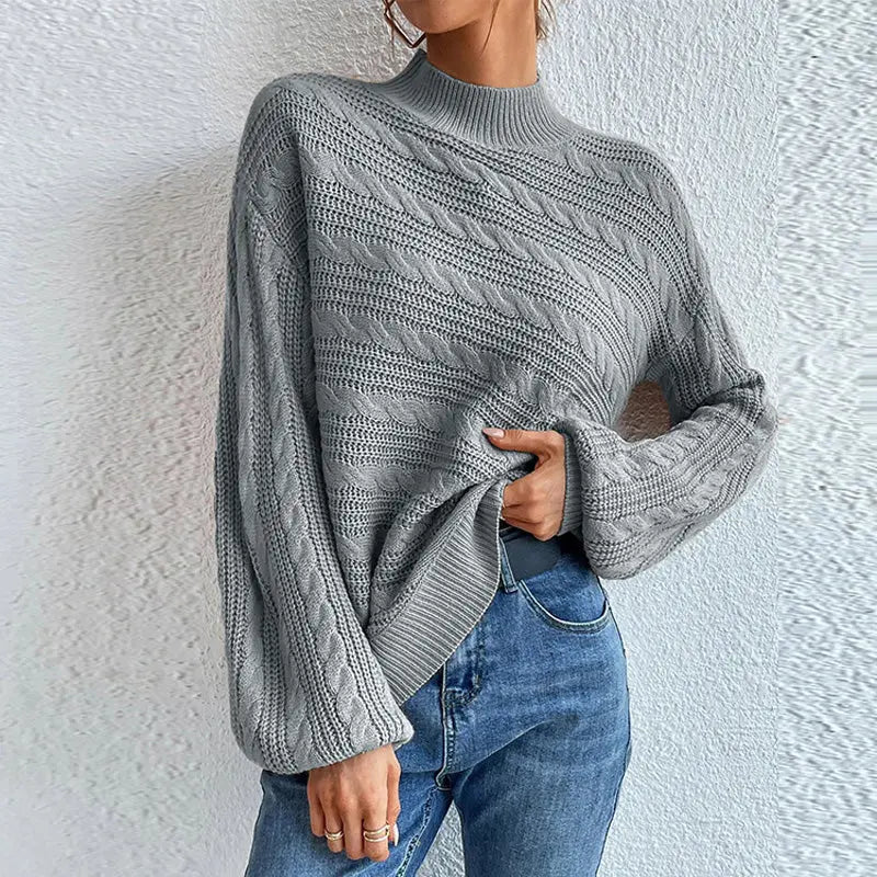 Locker gestrickter Pullover in Unifarbe für Frauen