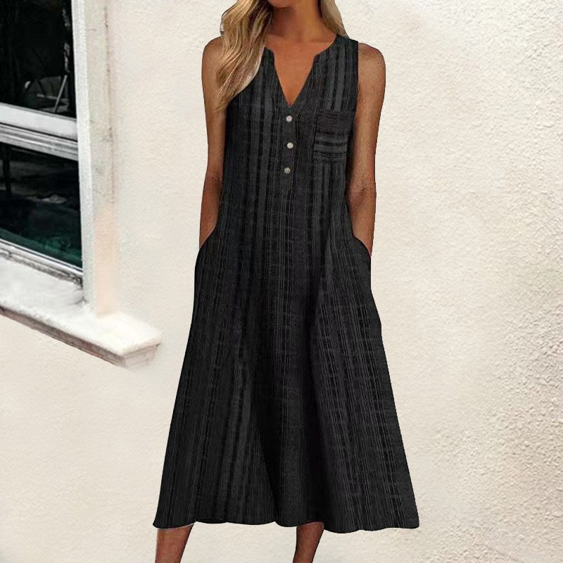 Bravina | Ärmelloses V-Ausschnitt-Kleid