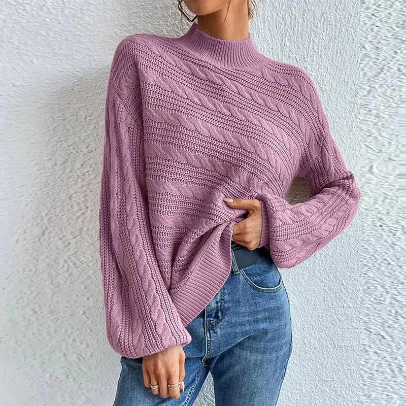 Locker gestrickter Pullover in Unifarbe für Frauen