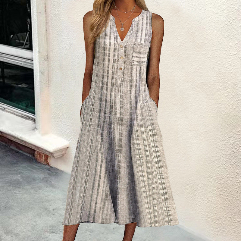 Bravina | Ärmelloses V-Ausschnitt-Kleid