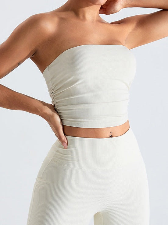 Off White Tube Top mit Brustwickel und figurbetonter Passform für Frauen