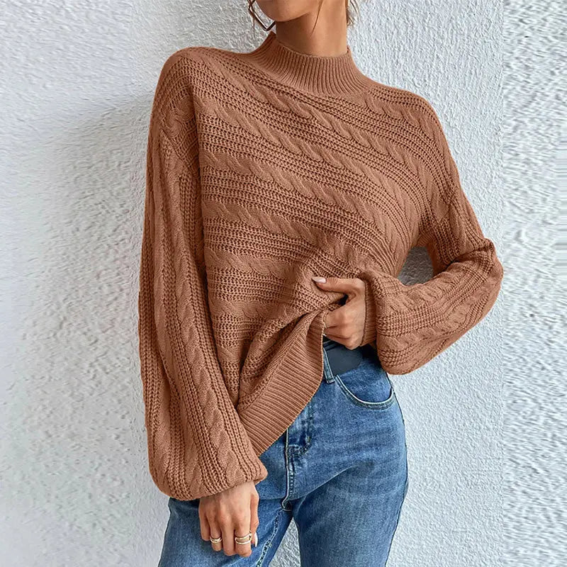 Locker gestrickter Pullover in Unifarbe für Frauen