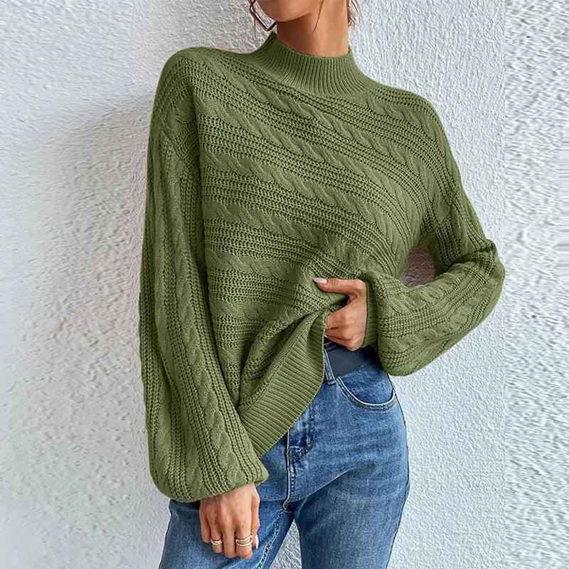 Locker gestrickter Pullover in Unifarbe für Frauen