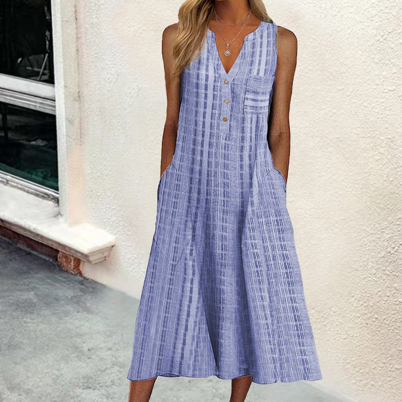 Bravina | Ärmelloses V-Ausschnitt-Kleid