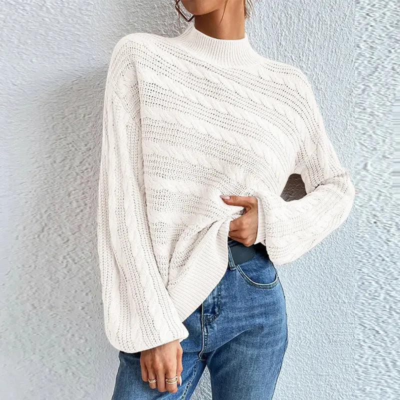 Locker gestrickter Pullover in Unifarbe für Frauen