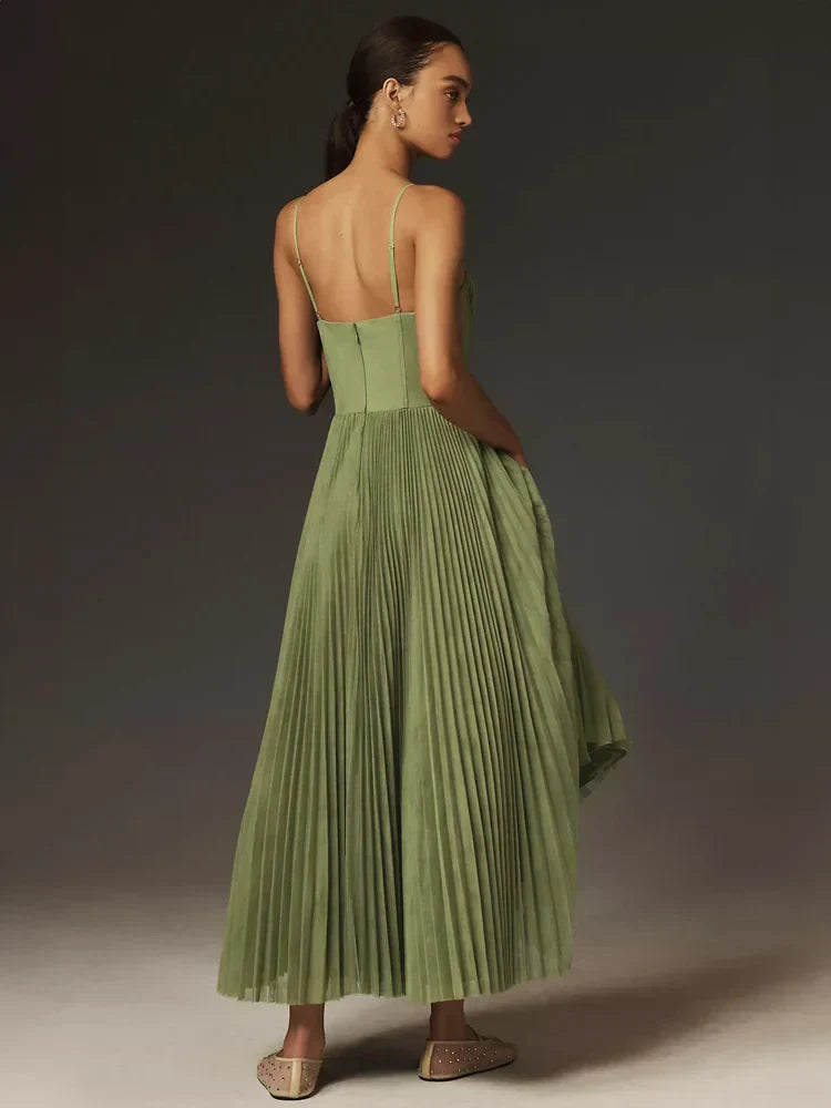 Ausgestelltes Midikleid mit plissiertem Tüll Bustier für Frauen