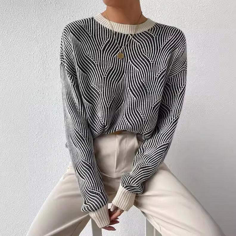 Gestrickter Pullover mit Hohem Kragen für Frauen