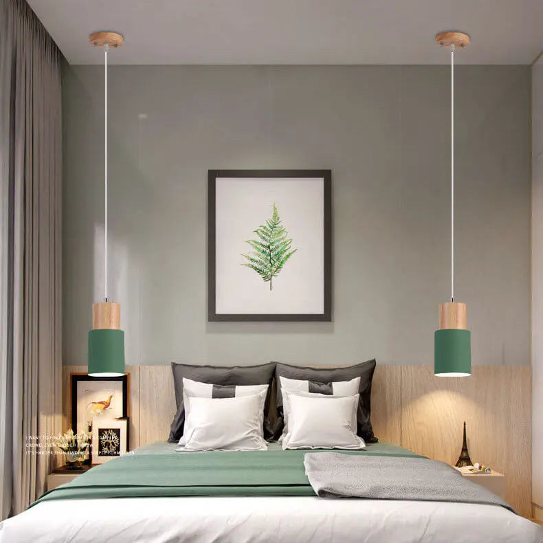 Pendelleuchte aus Metall und Holz product image 3