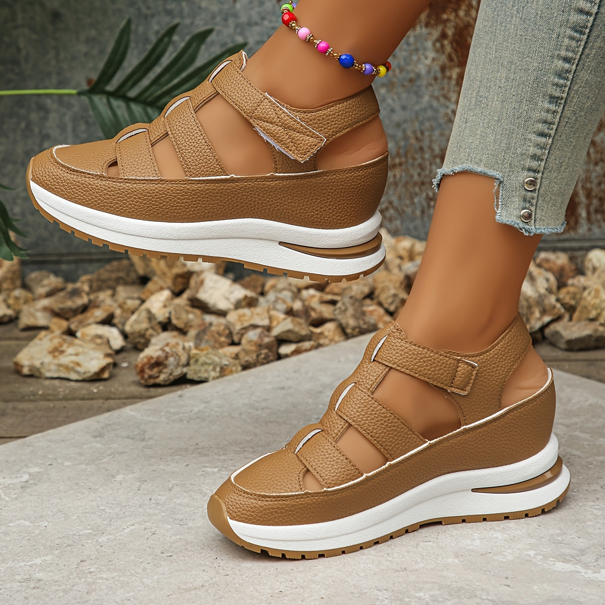 Irielle | Bequeme Plateausandalen mit Klettverschluss