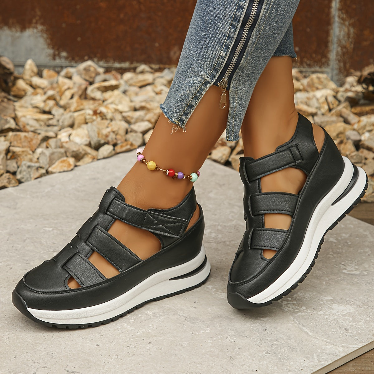 Irielle | Bequeme Plateausandalen mit Klettverschluss