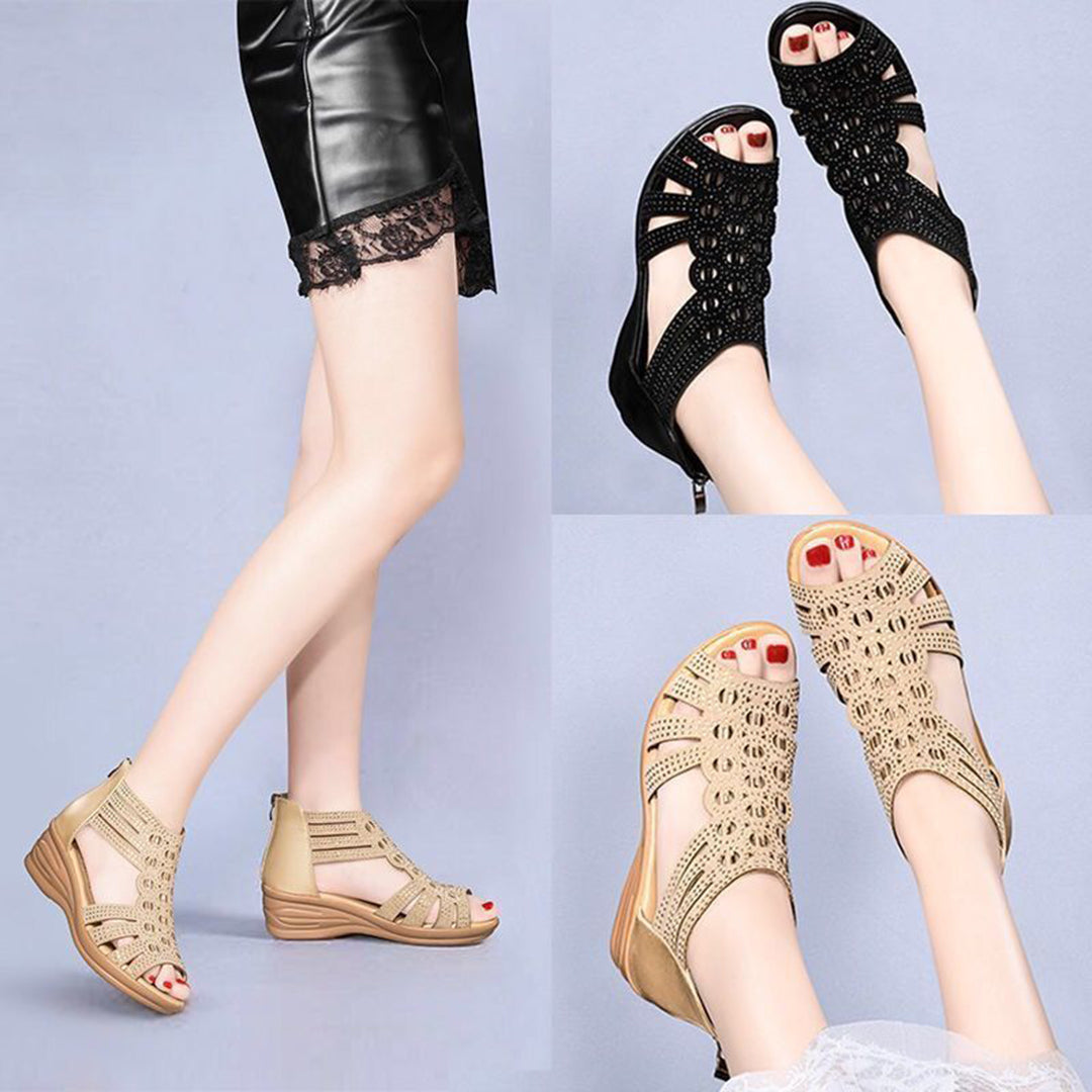 Elegante Leder-High-Heel-Sandalen Für Frauen