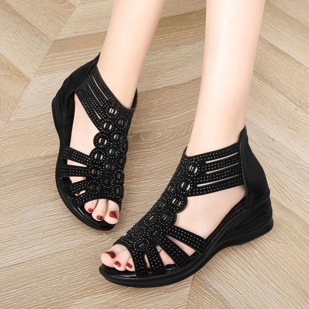Elegante Leder-High-Heel-Sandalen Für Frauen