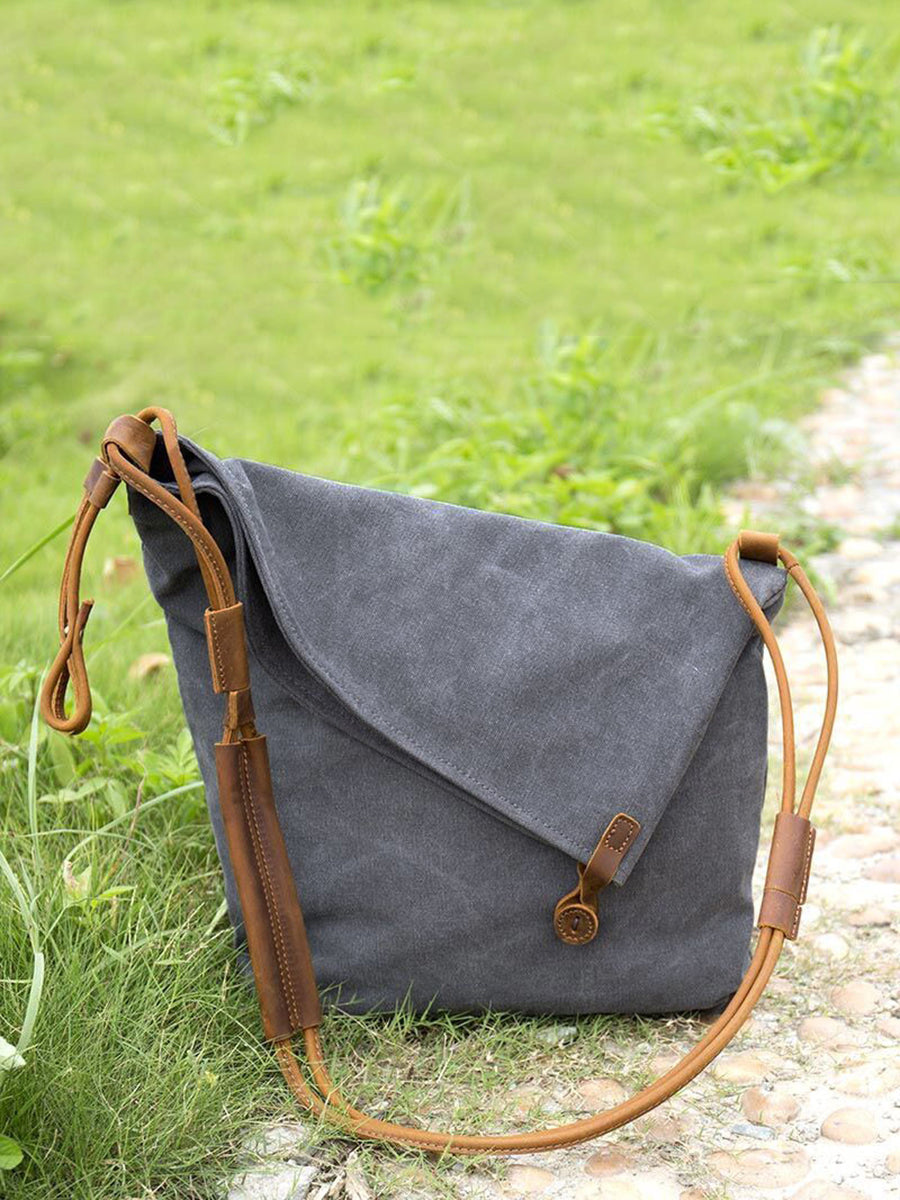 Ambrosia | Damen Canvas und Leder Crossbody Tasche