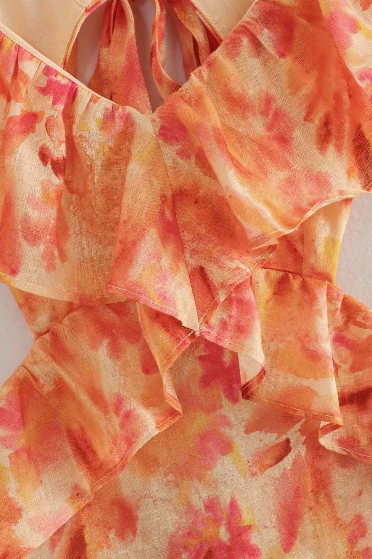 Elegantes Femininer Blumen-Rüschenkleid Für Frauen