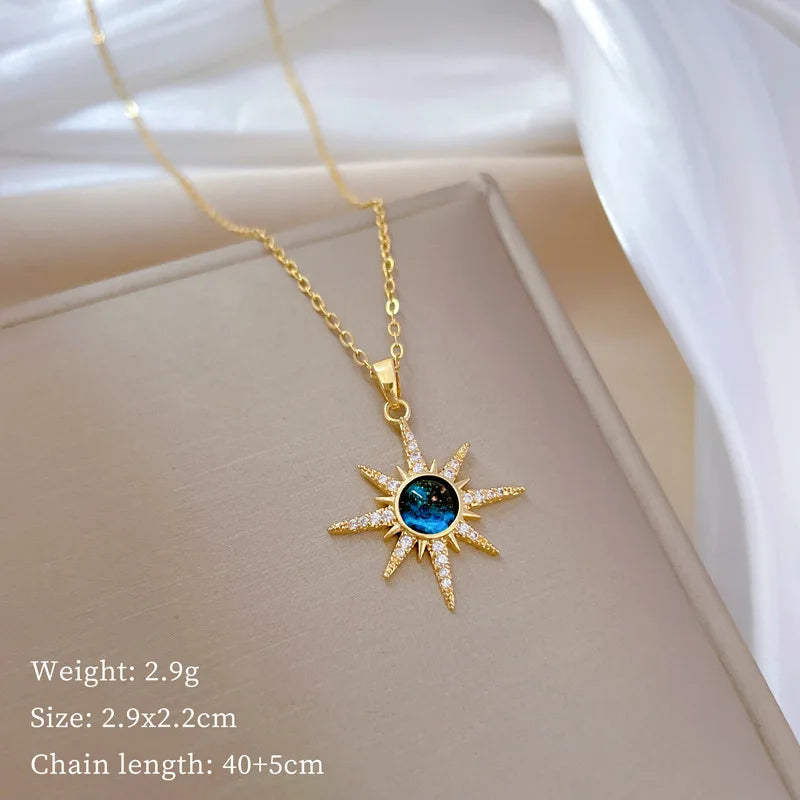 Sternenstrahlen Mikro Schmuck Edelstahl Halskette Für Frauen