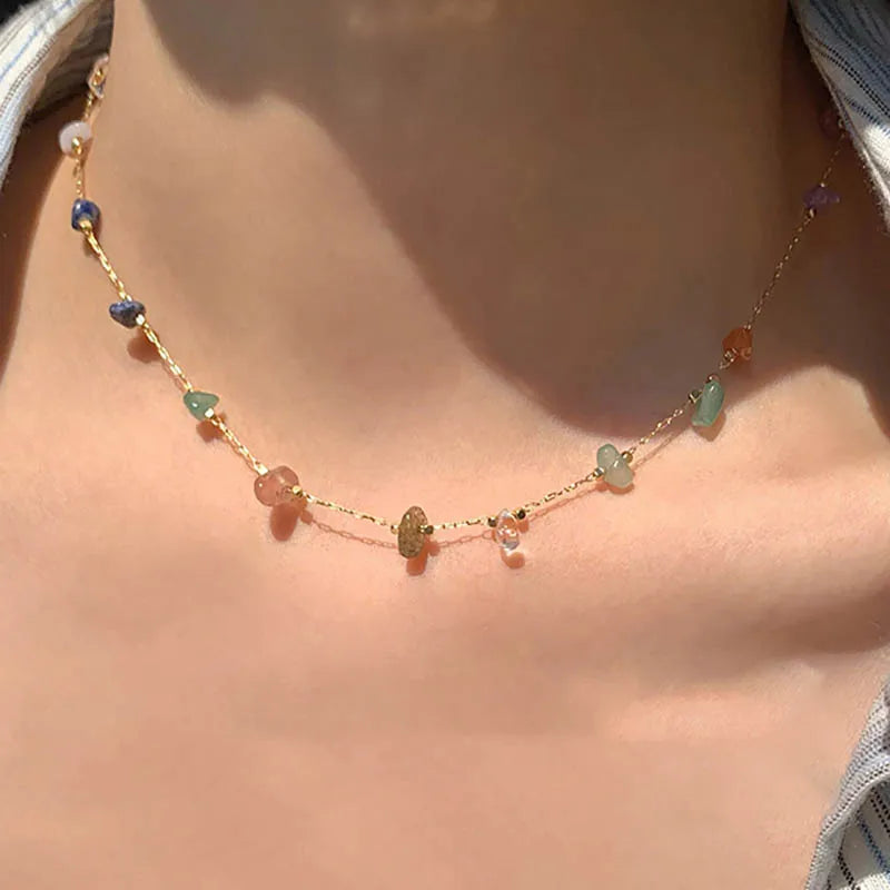 Elegante Natürliche Edelstein-Halskette Für Frauen