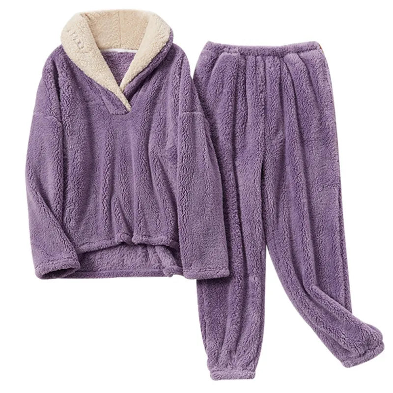 Flauschiger Nacht-Fleece-Pyjama Für Frauen