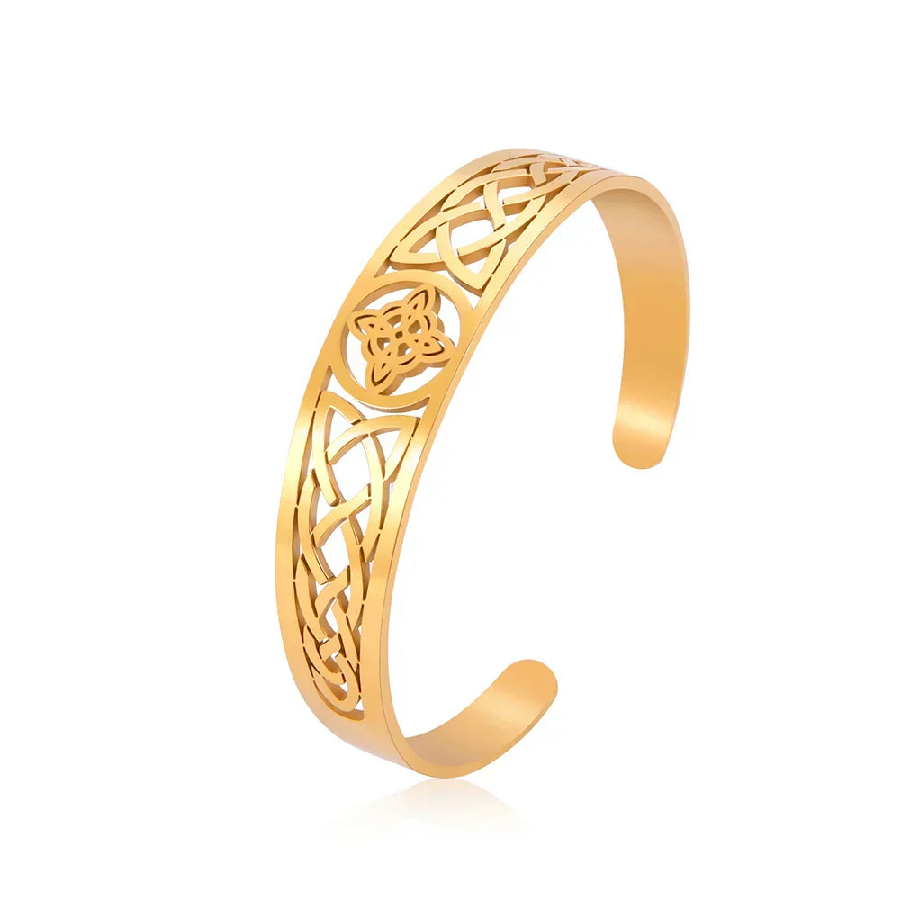 Titanium Stahl Hohle Keltische Knoten Armband für Damen