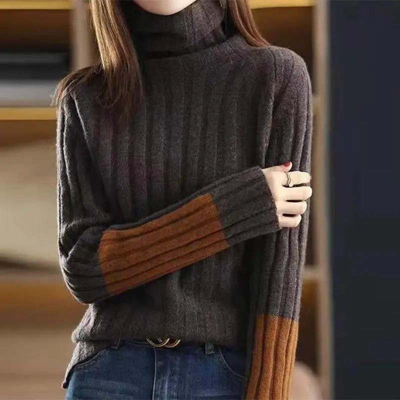 Moderner Blockdesign-Pullover für Damen